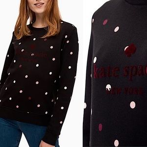 Kate Spade Polka Dot Pullover Sweatshirt Black Pink Size Small